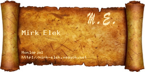 Mirk Elek névjegykártya